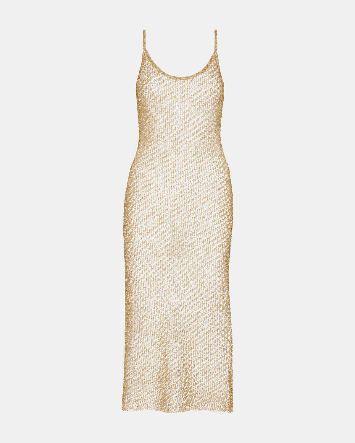 ANISHA Dress Gold | Women's Mesh Metallic Midi Dress