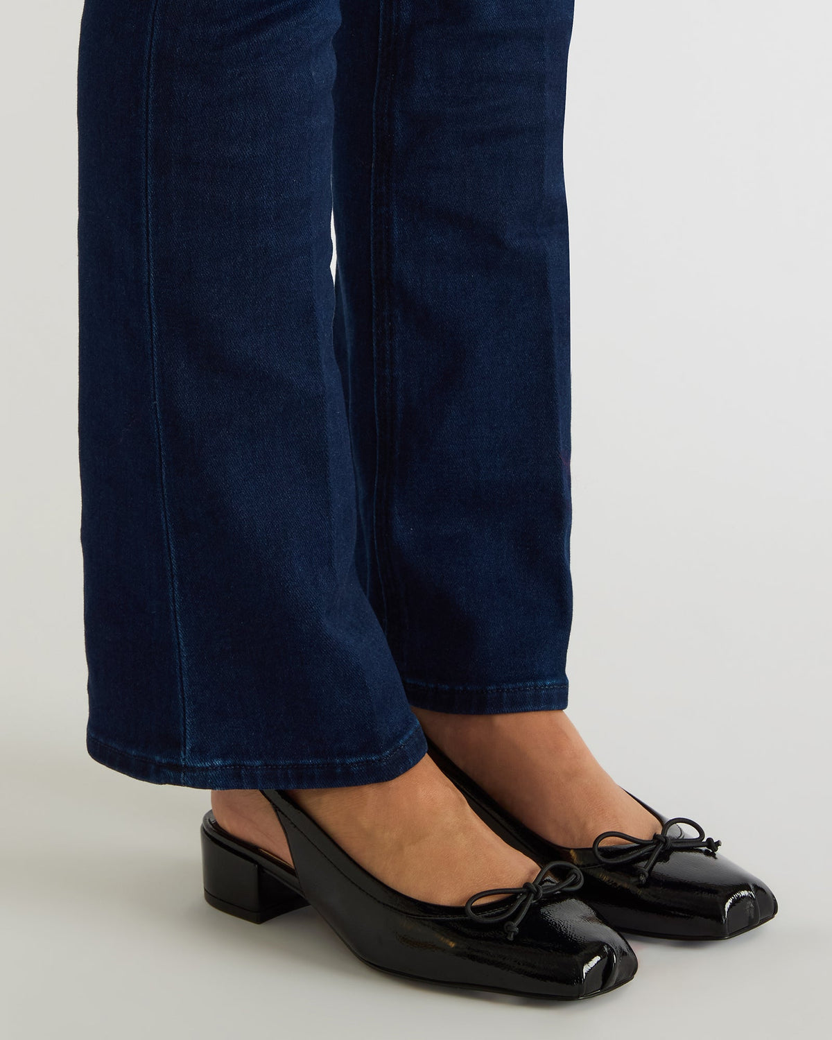 LOVED Black Crinkle Patent Square-Toe Slingback Ballet Women's Heel
