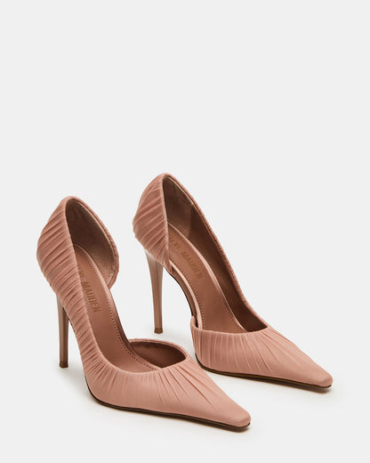 ELEGANT Mocha Ruched Pointed-Toe Stiletto Pump Women's Heel