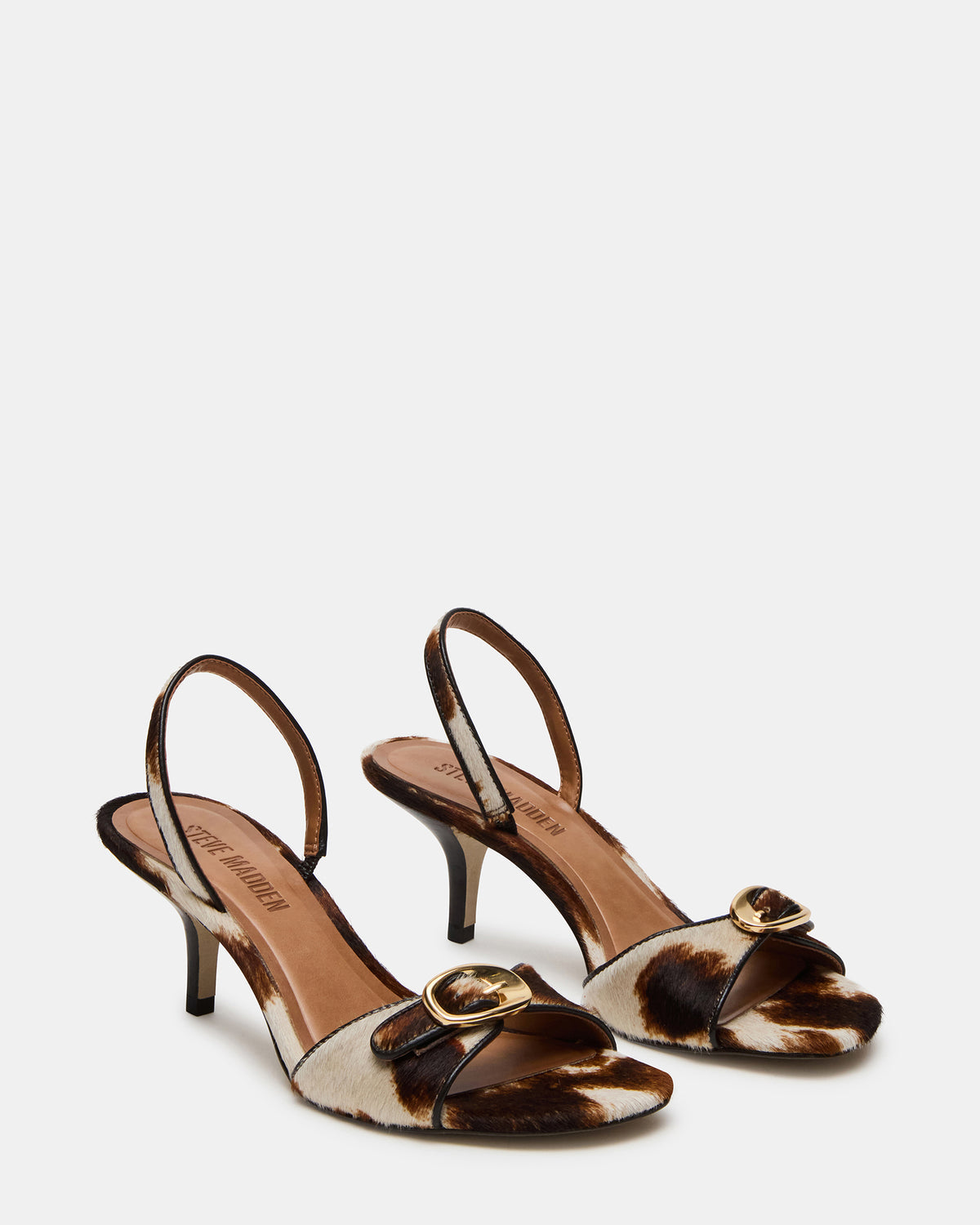 HENRIETTA Brown Cow Print Slingback Square-Toe Women's Heel