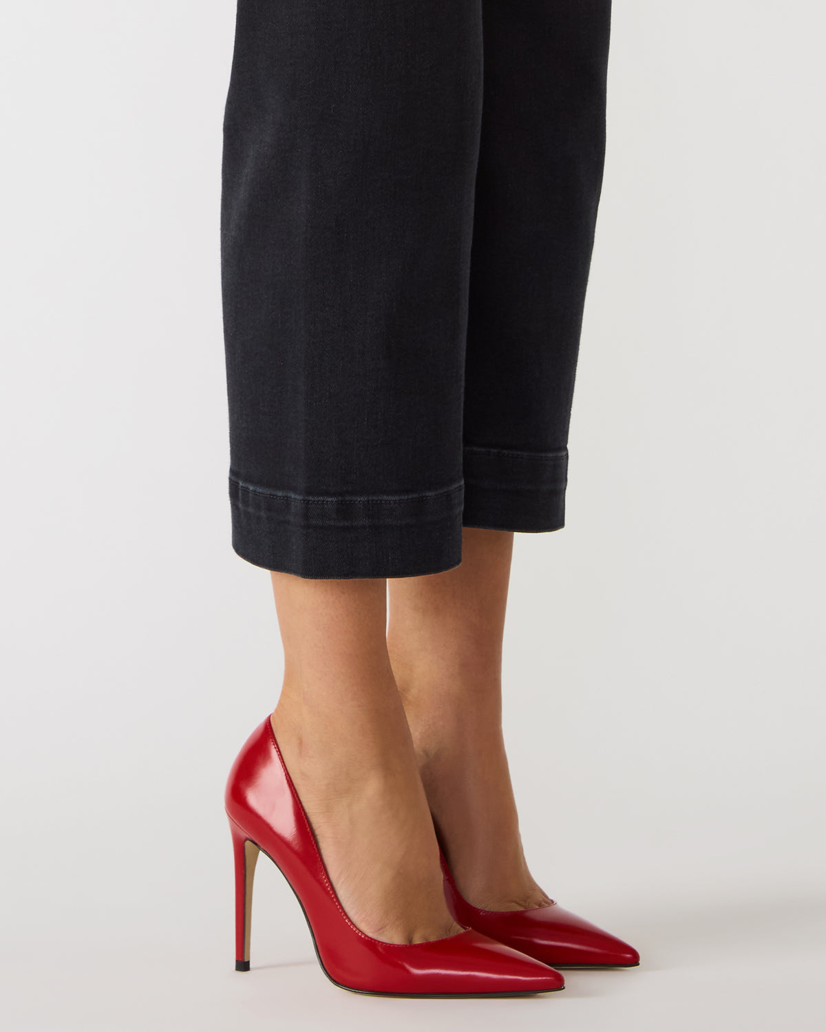 NOIR Red Leather Pointed-Toe Stiletto Pump Women's Heels