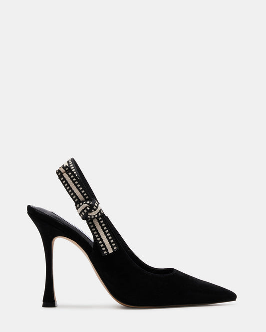 BRI Black Suede Slingback Pump Women's Heel