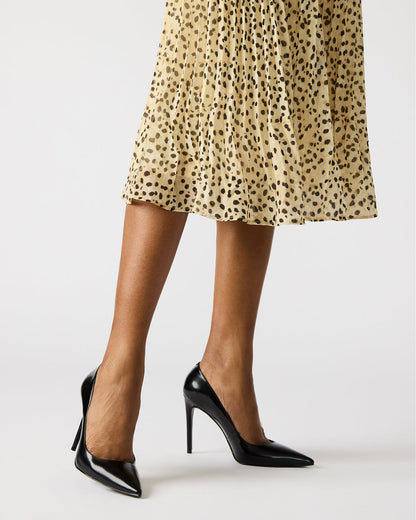 NOIR Black Leather Pointed-Toe Stiletto Pump Women's Heels