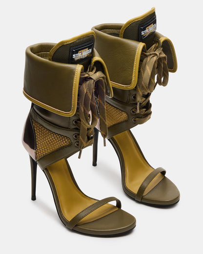 CASELLA Olive Open-Toe Stiletto Lace-Up Women's Heel