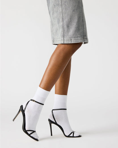 JYPSEY Black Leather Strappy Stiletto Women's Heel