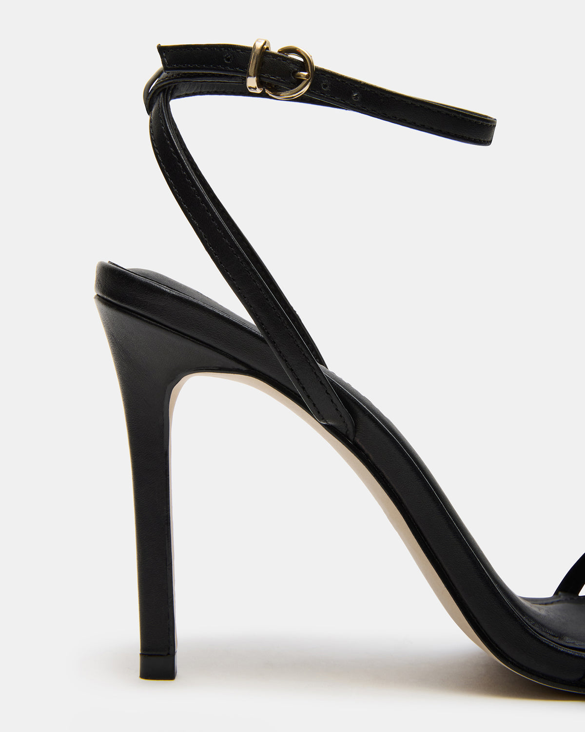 JYPSEY Black Leather Strappy Stiletto Women's Heel