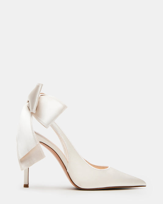 TEACUP Ivory Satin Women's Pointed-Toe Slingback Heel