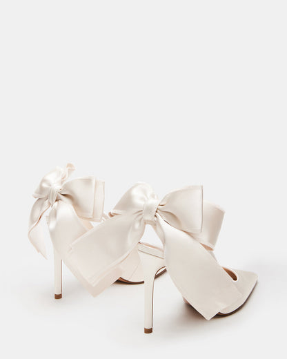 TEACUP Ivory Satin Women's Pointed-Toe Slingback Heel