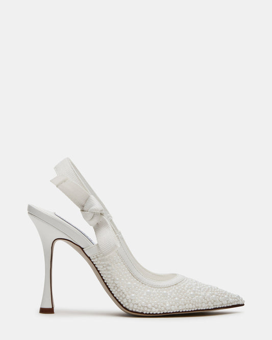 BRI White Lace Slingback Pump Women's Heel