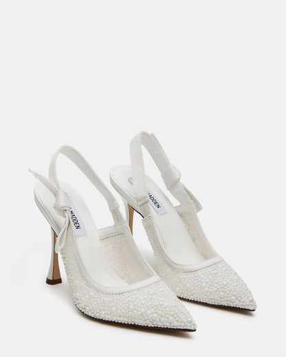 BRI White Lace Slingback Pump Women's Heel