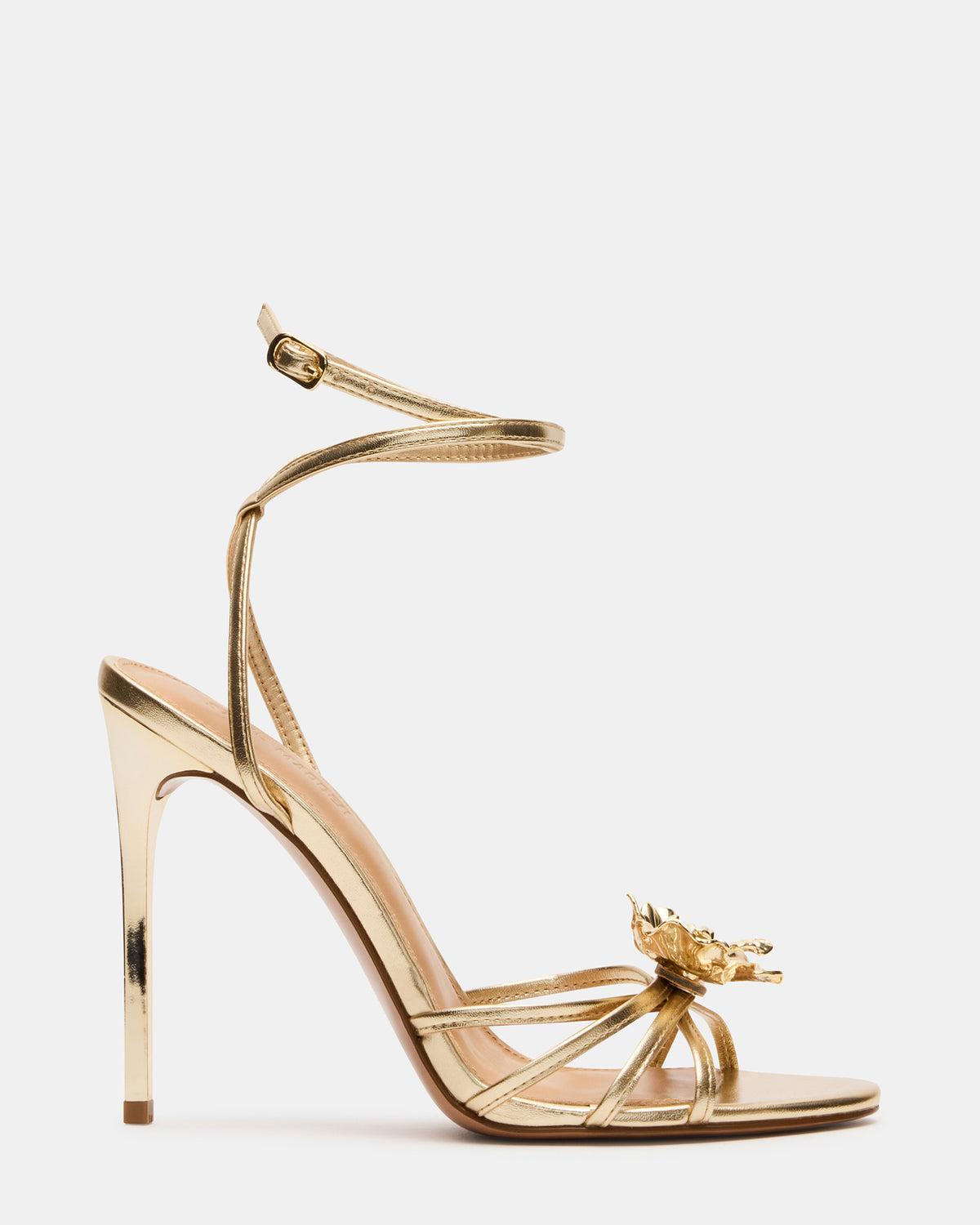 SWIRL Gold Strappy Stiletto Flower Women's Heel