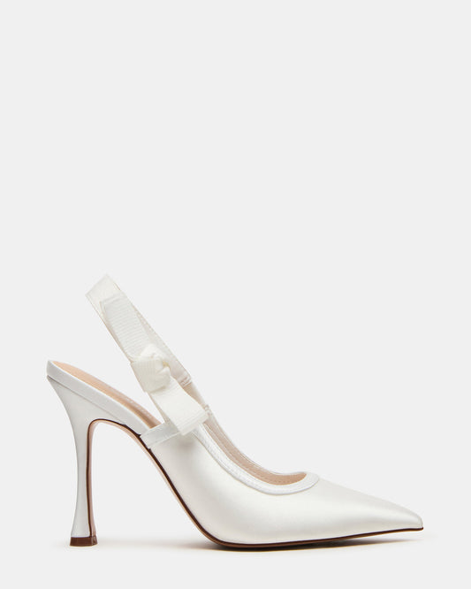 BRI White Satin Slingback Pump Women's Heel