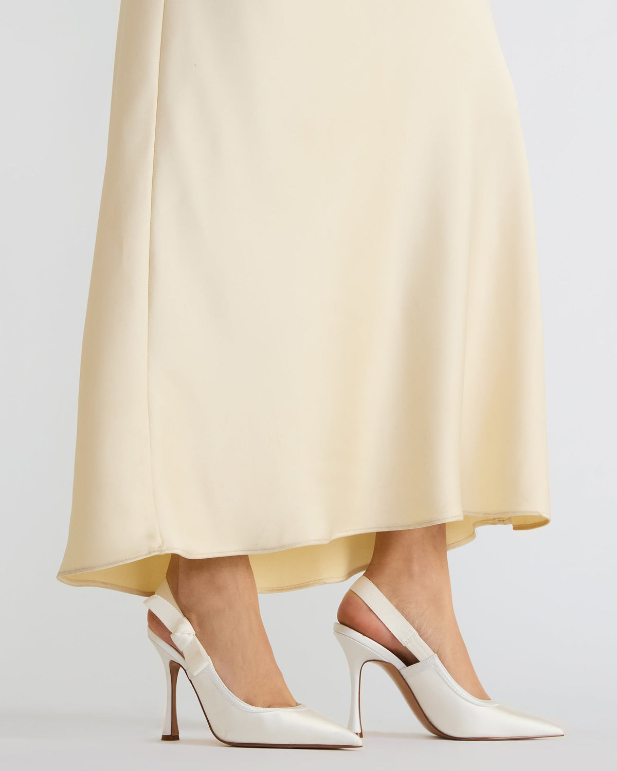 BRI White Satin Slingback Pump Women's Heel