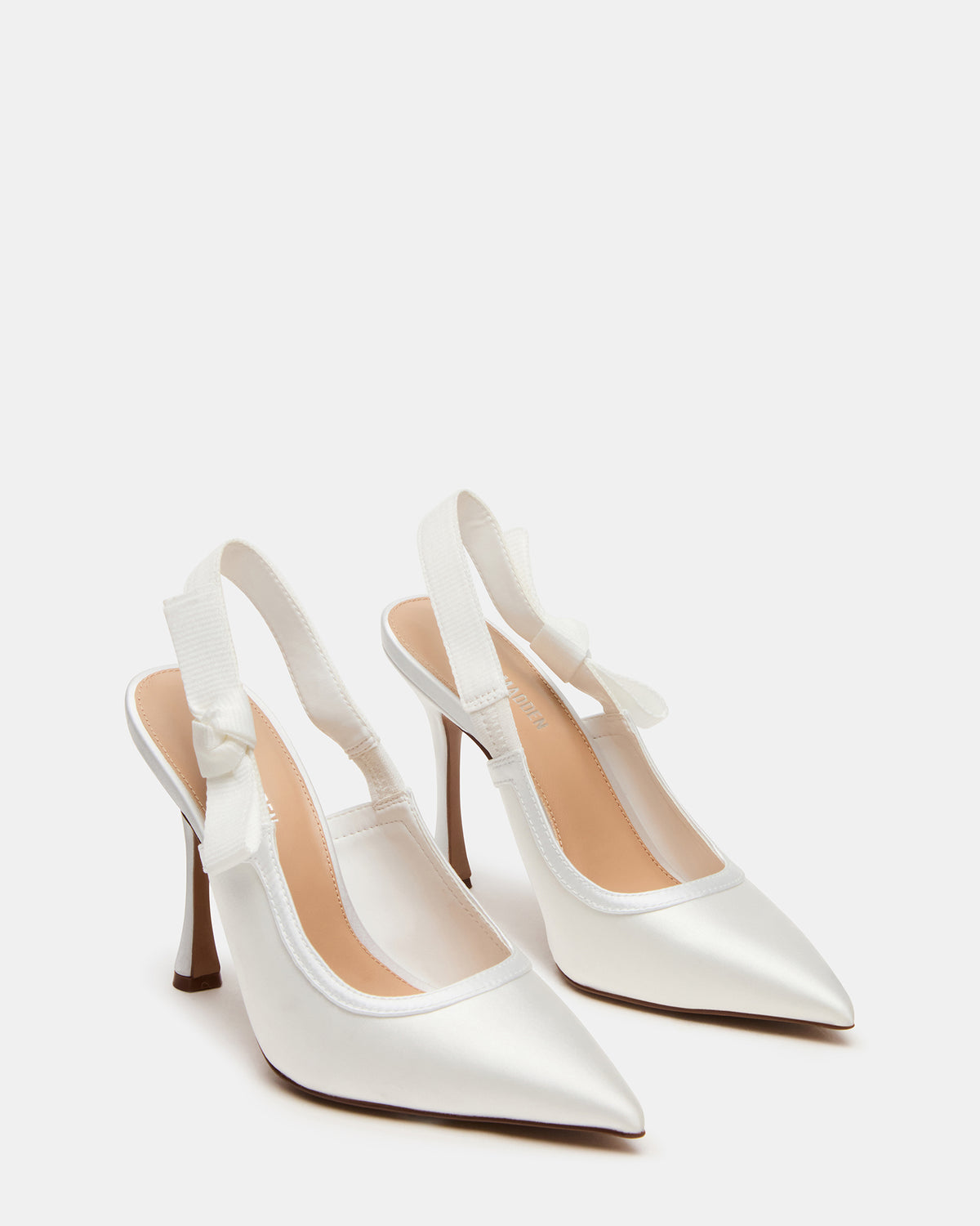 BRI White Satin Slingback Pump Women's Heel