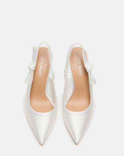 BRI White Satin Slingback Pump Women's Heel