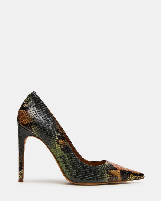 NOIR Green Snake Pointed-Toe Stiletto Pump Women's Heels