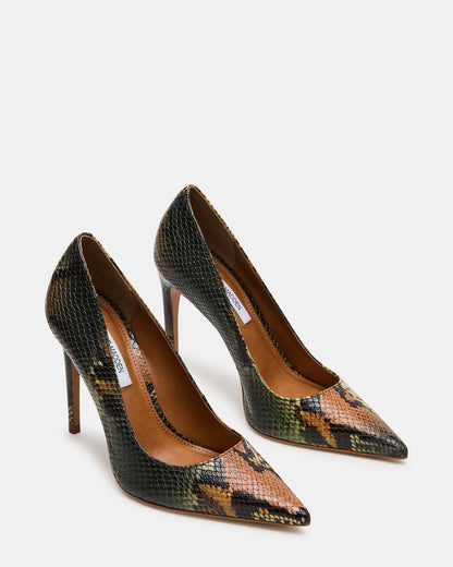 NOIR Green Snake Pointed-Toe Stiletto Pump Women's Heels