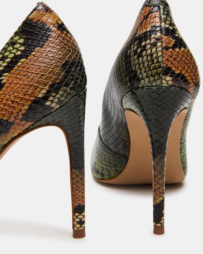 NOIR Green Snake Pointed-Toe Stiletto Pump Women's Heels