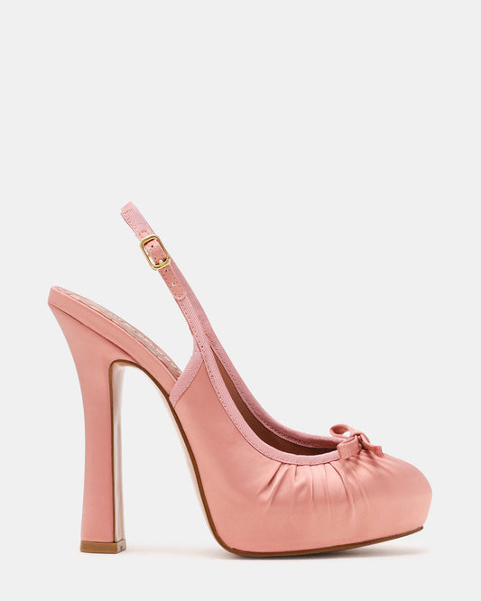 SOFIE Blush Satin Bow Slingback Platform Women's Heel