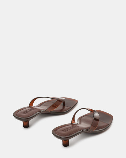 TRACIE Jelly Dark Brown Thong Strap Women's Kitten Heel
