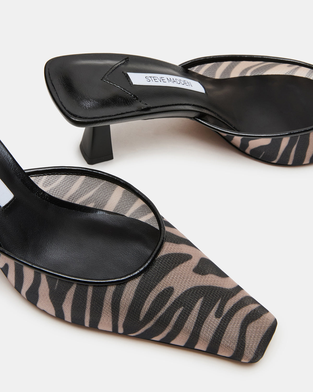 ALYSE Zebra Mesh Square-Toe Mule Women's Kitten Heel