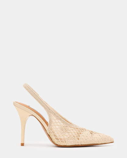 ANDROMEDA Crochet Bone Slingback Pointed-Toe Stiletto Pump Women's Heel