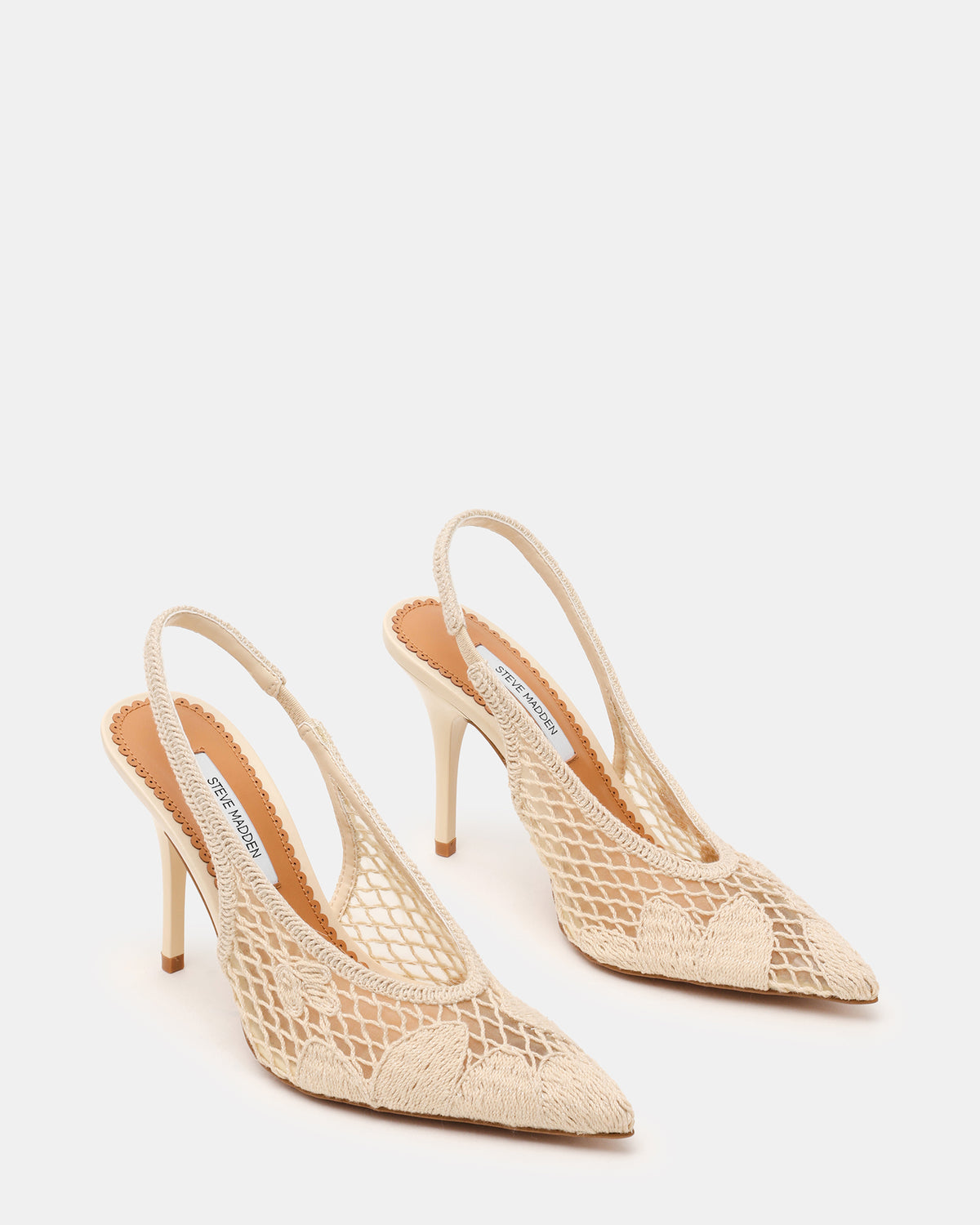 ANDROMEDA Crochet Bone Slingback Pointed-Toe Stiletto Pump Women's Heel