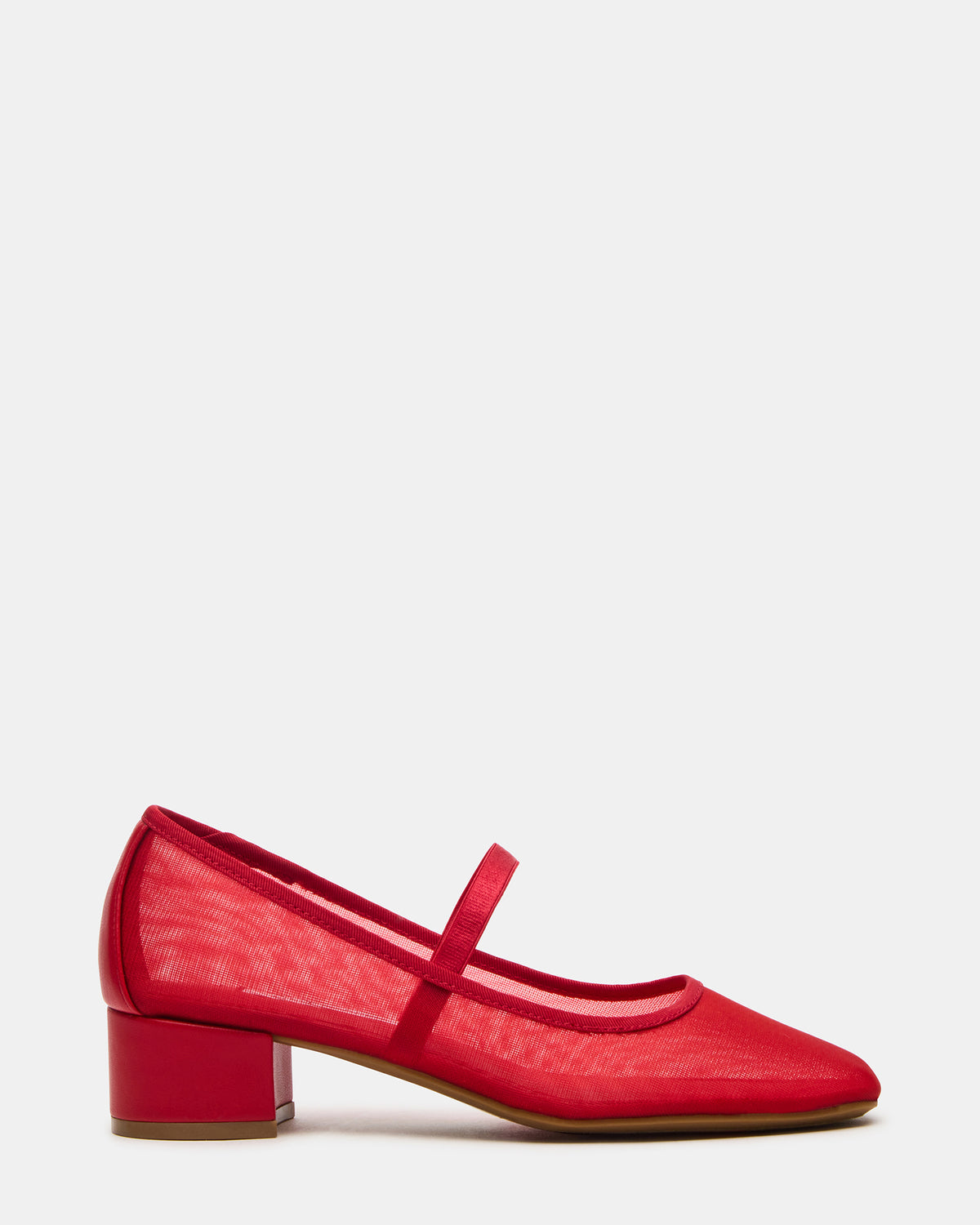 MURAL Red Mary Jane Block Heel Square-Toe Women's Heel