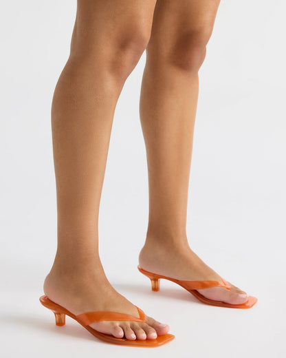 TRACIE Jelly Orange Thong Strap Women's Kitten Heel