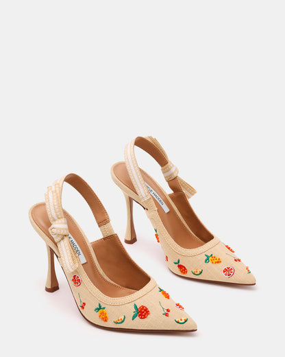 BRI Raffia Fruit Multi Slingback Pump Women's Heel