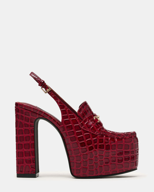 QUINN Red Crocodile Platform Slingback Women's Heel