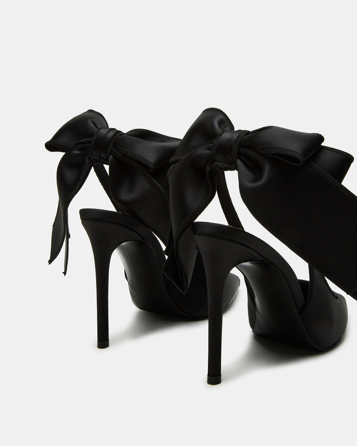 TEACUP Black Satin Women's Pointed-Toe Slingback Heel