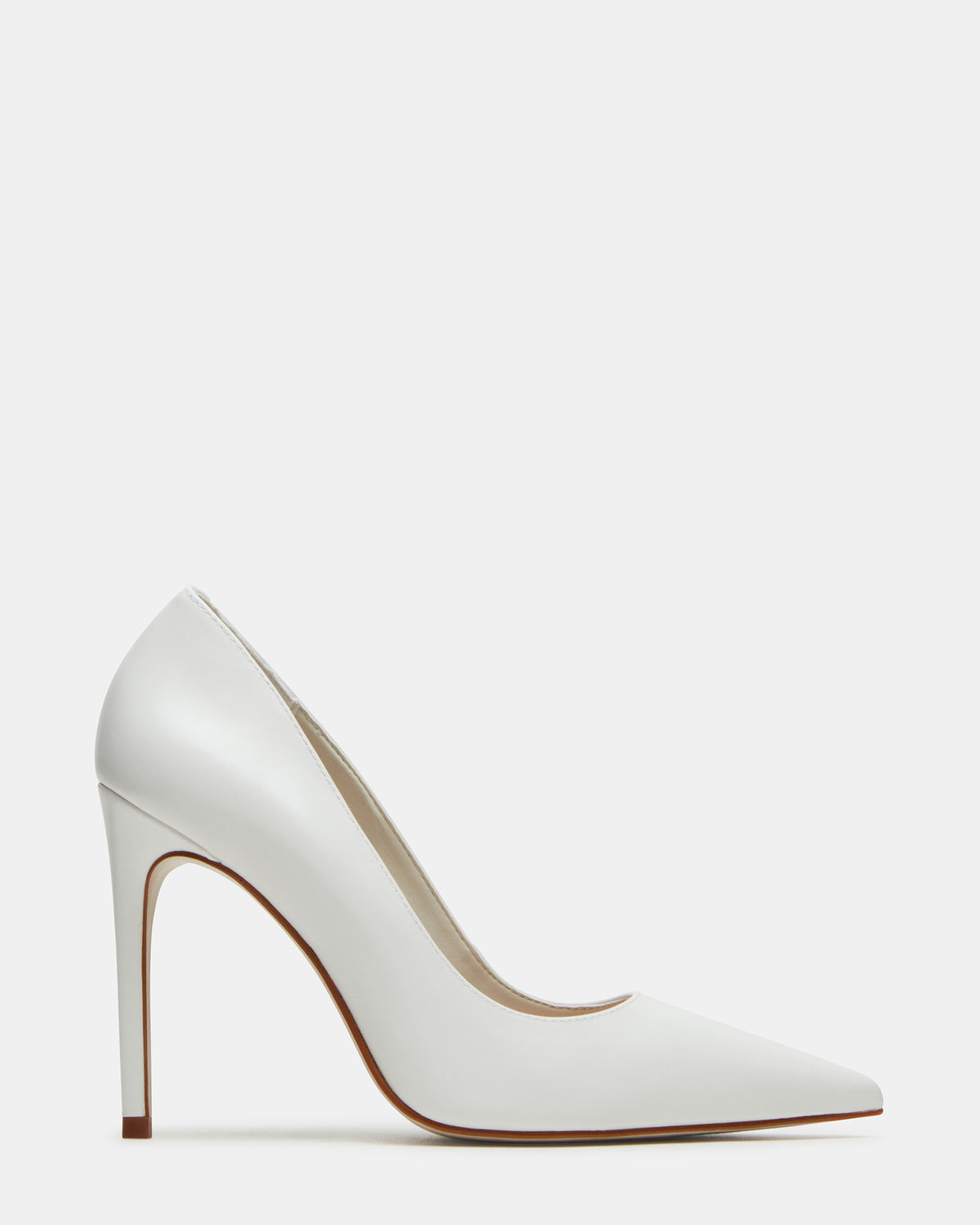 NOIR White Leather Pointed-Toe Stiletto Pump Women's Heels