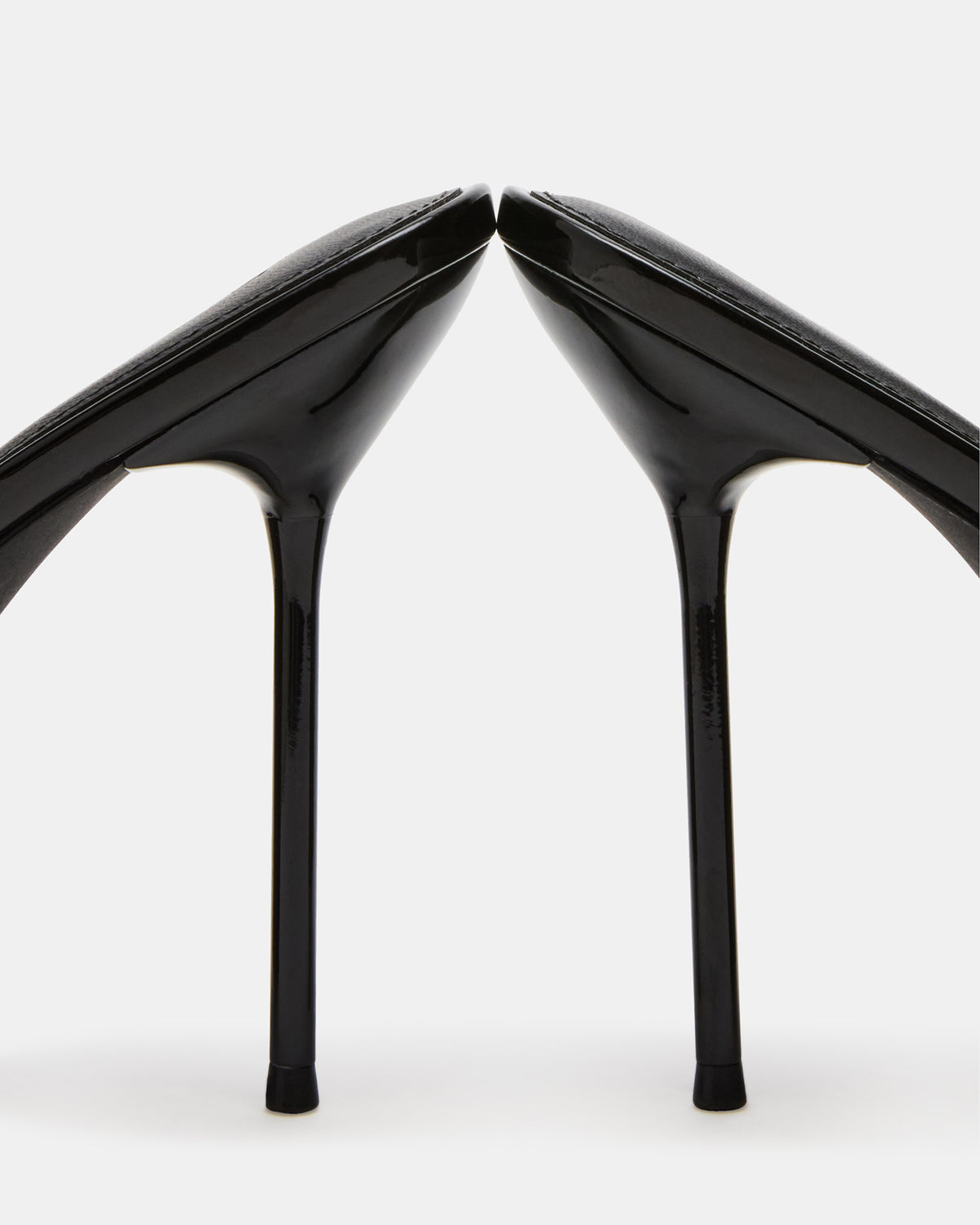 DAVINA Black Patent Rounded Open-Toe Mule Stiletto Women's Heel