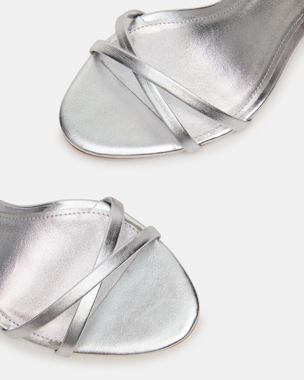 JYPSEY Silver Leather Strappy Stiletto Women's Heel