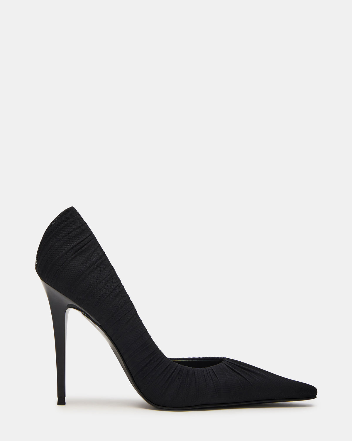ELEGANT Black Ruched Pointed-Toe Stiletto Pump Women's Heel