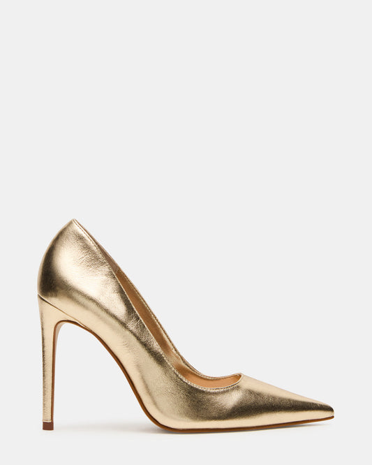 NOIR Gold Leather Pointed-Toe Stiletto Pump Women's Heels