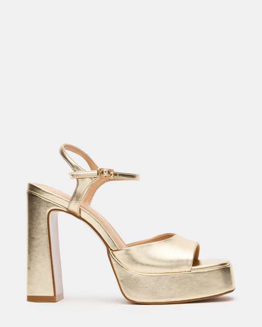LIANDRA Champagne Women's Platform Square-Toe Strappy Heel