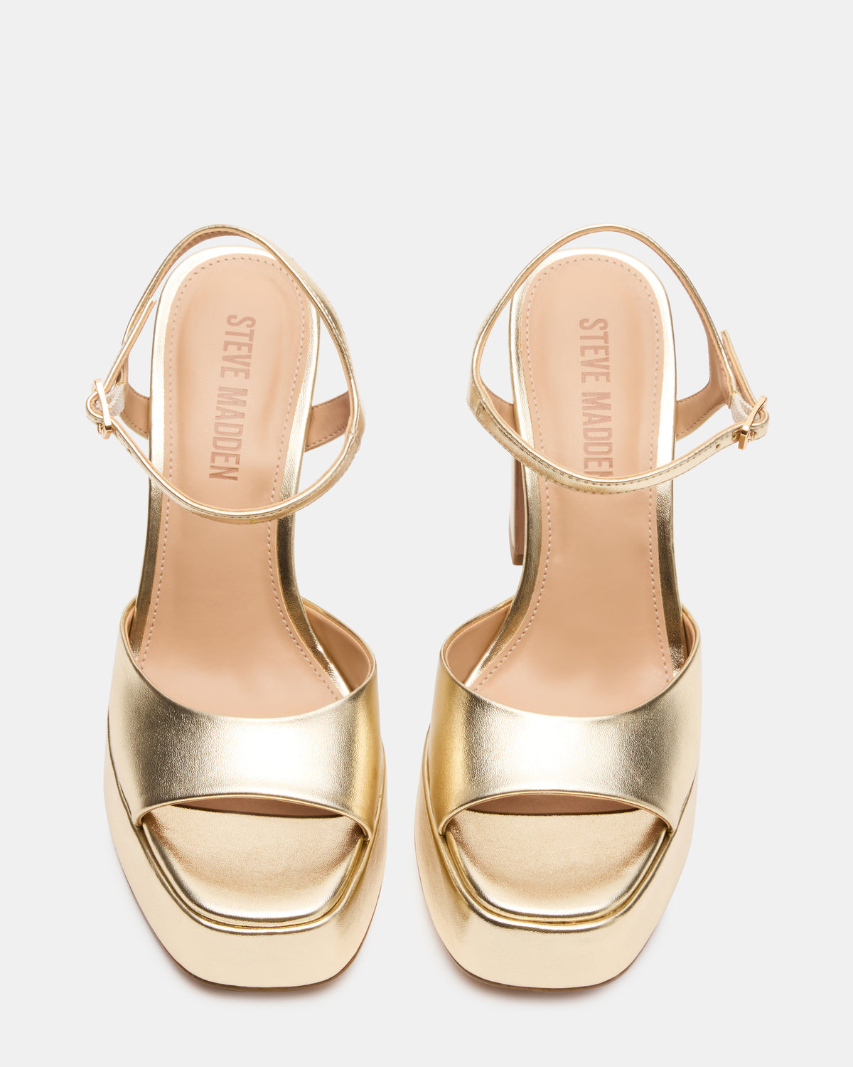 LIANDRA Champagne Women's Platform Square-Toe Strappy Heel