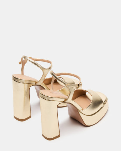 LIANDRA Champagne Women's Platform Square-Toe Strappy Heel