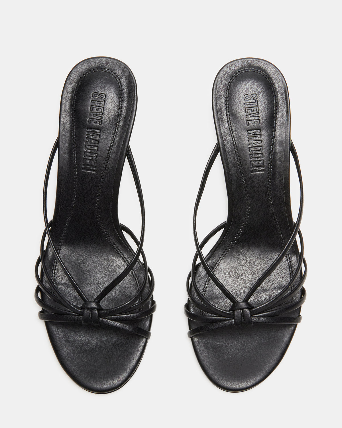 EDNA Black Leather Strappy Mule Women's Heel