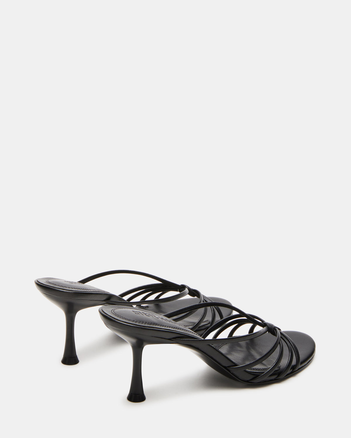 EDNA Black Leather Strappy Mule Women's Heel