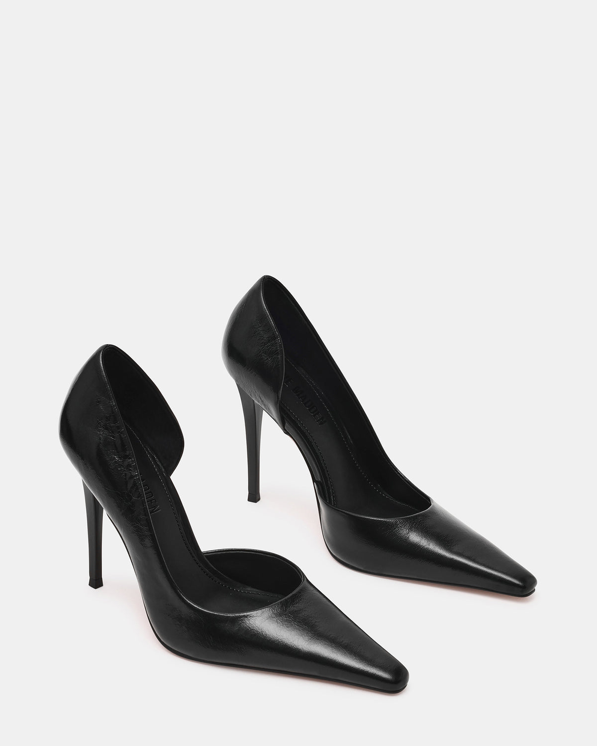 ELEGANT Black Leather Pointed-Toe Stiletto Pump Women's Heel