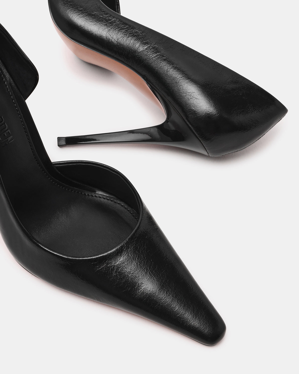 ELEGANT Black Leather Pointed-Toe Stiletto Pump Women's Heel