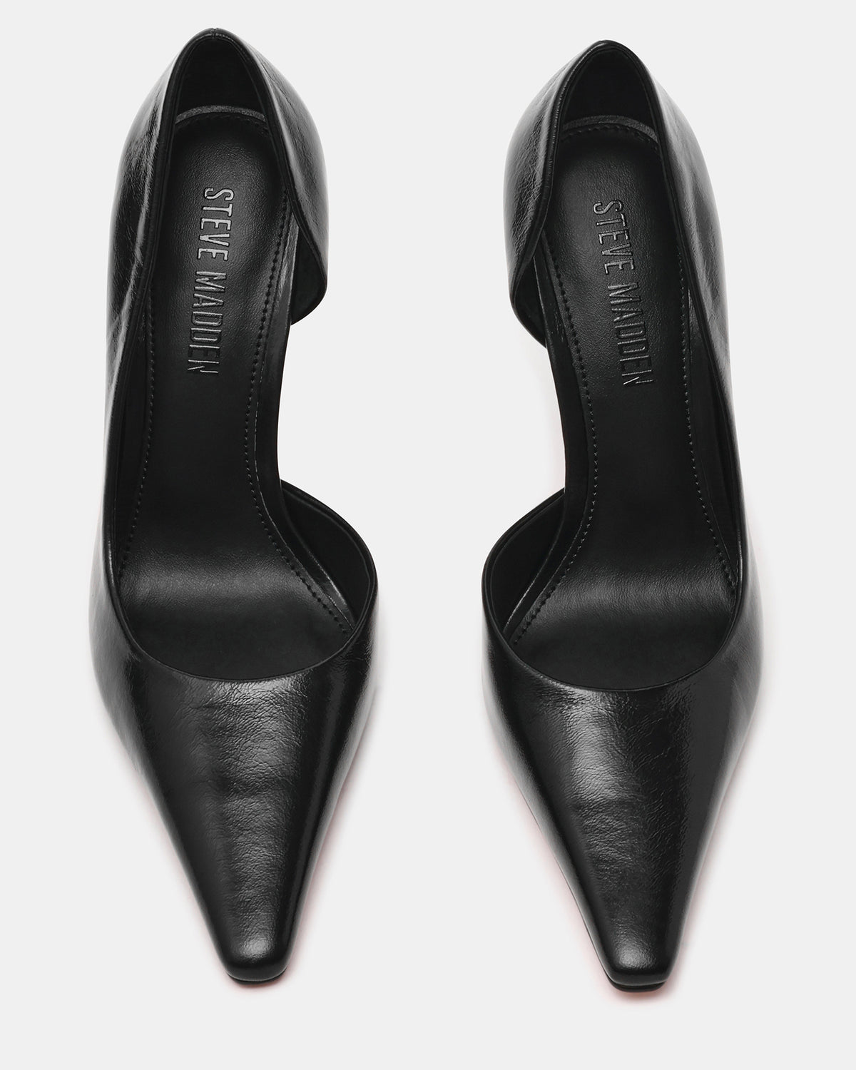 ELEGANT Black Leather Pointed-Toe Stiletto Pump Women's Heel