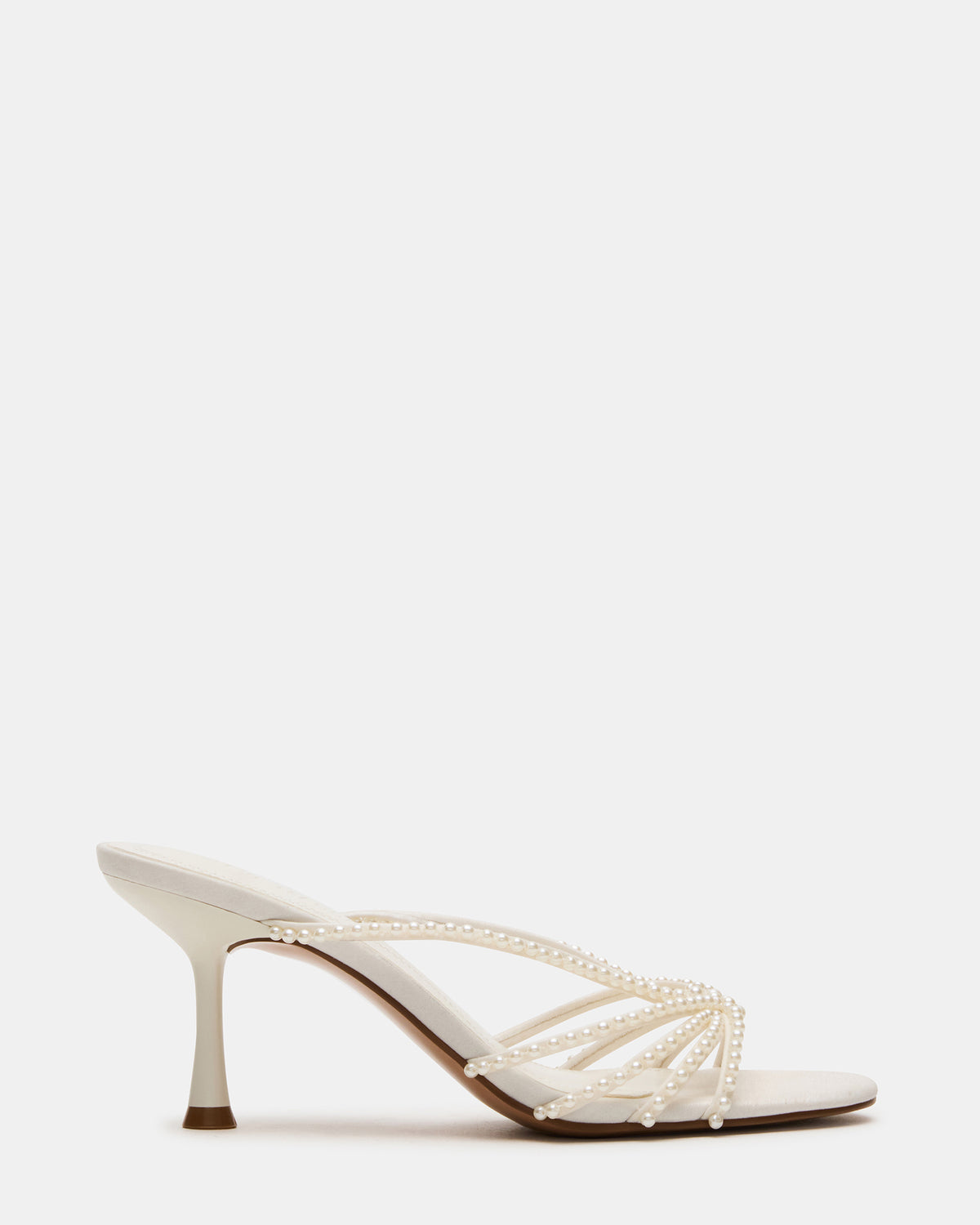 EDNA Pearl White Strappy Mule Women's Heel