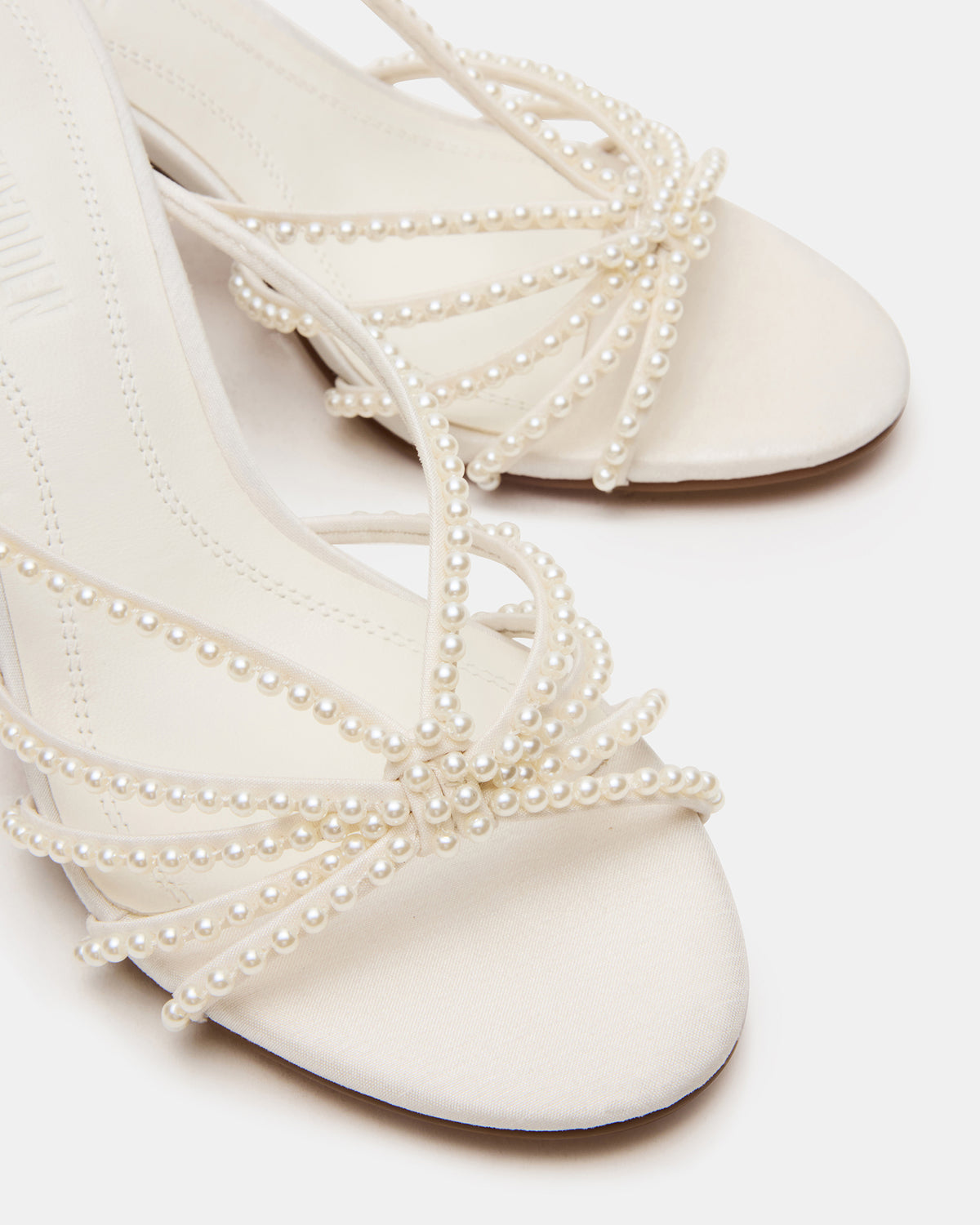 EDNA Pearl White Strappy Mule Women's Heel