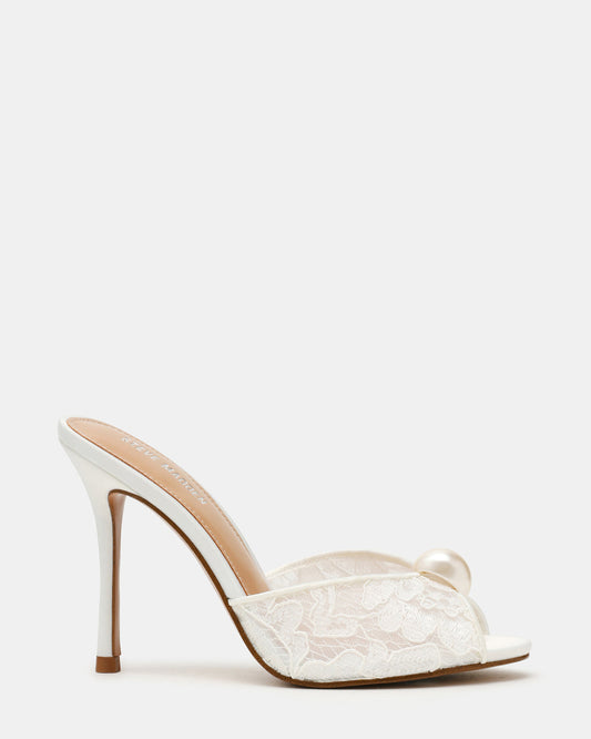 PRIYA Pearl White Lace Mule Women's Heel