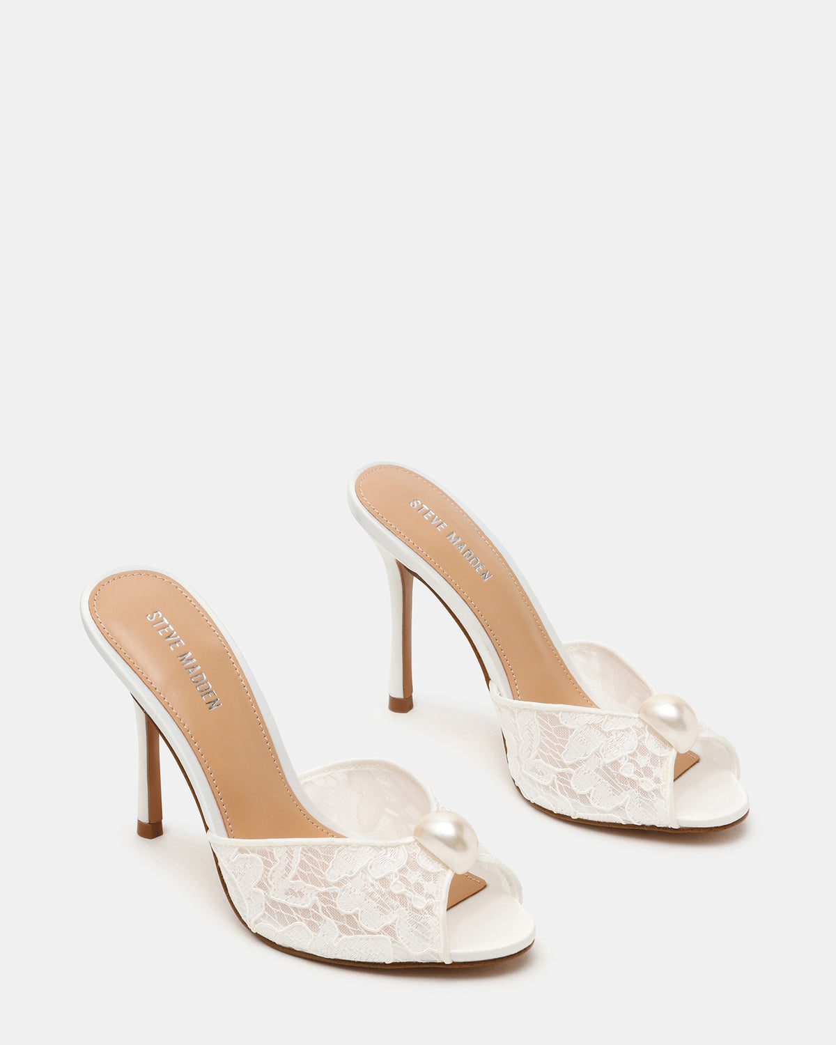 PRIYA Pearl White Lace Mule Women's Heel