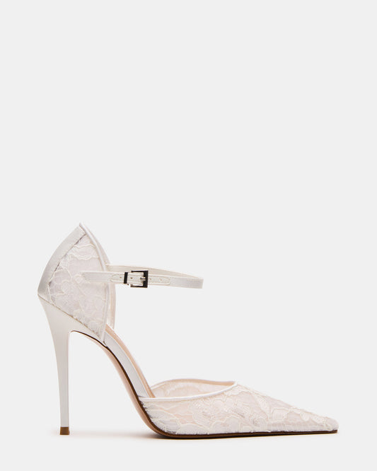 AVANT White Lace Pointed-Toe Stiletto Pump Women's Heel